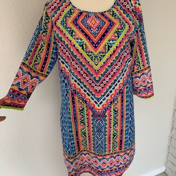 NWOT Pink Owl Multi-Colored Patterned Dress Size S - Picture 4 of 10